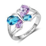 Personalized Gold Mom Ring with Birthstones