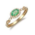 Elegant 14K Gold Emerald and Diamond Engagement Ring