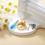 Personalized Gold Sunflower Urn Ring with Diamonds