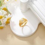 Personalized Gold Sunflower Urn Ring with Diamonds