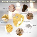 Personalized Gold Sunflower Urn Ring with Diamonds