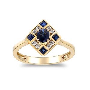 Elegant Blue Sapphire & Diamond Engagement Ring