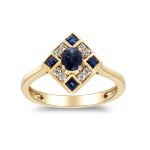 Elegant Blue Sapphire & Diamond Engagement Ring