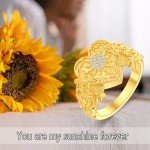 Personalized Gold Sunflower Urn Ring with Diamonds