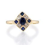 Elegant Blue Sapphire & Diamond Engagement Ring