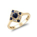 Elegant Blue Sapphire & Diamond Engagement Ring