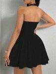Milumia Women's Halter Mini Dress Backless A Line Flare Party Club Short Dresses, Black, Medium