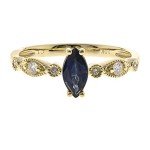 Blue Sapphire & Diamond Engagement Ring in 10K Gold