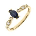 Blue Sapphire & Diamond Engagement Ring in 10K Gold