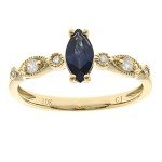 Blue Sapphire & Diamond Engagement Ring in 10K Gold