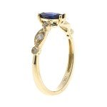Blue Sapphire & Diamond Engagement Ring in 10K Gold