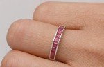 14K White Gold Ruby Princess Cut Engagement Ring
