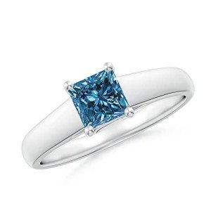 Stunning Blue Diamond Solitaire Engagement Ring