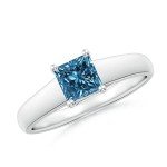 Stunning Blue Diamond Solitaire Engagement Ring