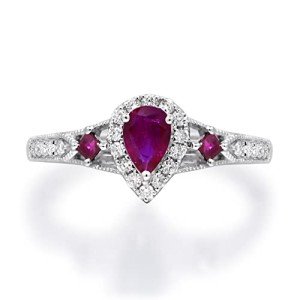 14K White Gold Ruby and Diamond Ring for Her