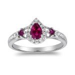 14K White Gold Ruby and Diamond Ring for Her