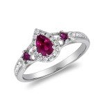 14K White Gold Ruby and Diamond Ring for Her