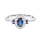 Elegant 10K White Gold Blue Sapphire Ring