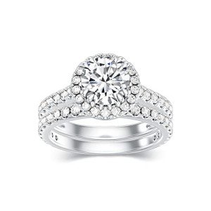 Elegant 14K White Gold Bridal Set with Moissanite