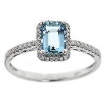 Aquamarine & Diamond 14K White Gold Engagement Ring