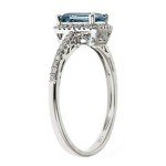 Aquamarine & Diamond 14K White Gold Engagement Ring