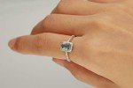 Aquamarine & Diamond 14K White Gold Engagement Ring