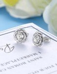 Elegant Flower Stud Earrings in White Gold