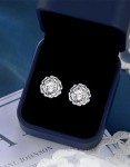Elegant Flower Stud Earrings in White Gold