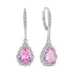 Sterling Silver Halo Teardrop Earrings with Cubic Zirconia