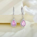 Sterling Silver Halo Teardrop Earrings with Cubic Zirconia