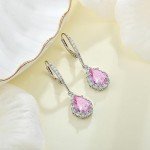 Sterling Silver Halo Teardrop Earrings with Cubic Zirconia