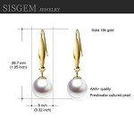 18k Yellow Gold 9MM Pearl Dangle Earrings
