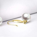 18k Yellow Gold 9MM Pearl Dangle Earrings