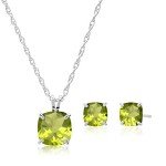 Sterling Silver Peridot Jewelry Set for Women
