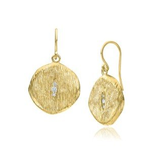Gold Over Silver Drop Statement Earrings with Zirconia