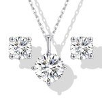 Moissanite Necklace and Earring Set in White Gold