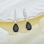 Elegant Black Sterling Silver Drop Earrings for Women