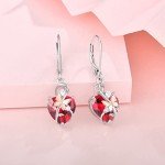 Infinity Butterfly Heart Drop Earrings with Ruby