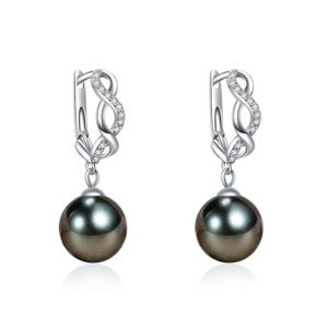 Elegant Tahitian Black Pearl Earrings for Her