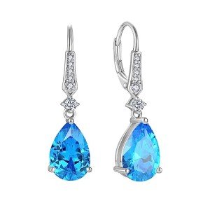 Teardrop Aquamarine Birthstone Dangle Earrings for Women