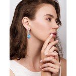 Teardrop Aquamarine Birthstone Dangle Earrings for Women