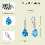 Teardrop Aquamarine Birthstone Dangle Earrings for Women