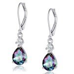Vintage Rainbow Quartz Teardrop Leverback Earrings