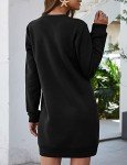 Black Long Sleeve Crewneck Sweatshirt Dress for Women