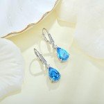 Teardrop Aquamarine Birthstone Dangle Earrings for Women