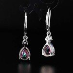 Vintage Rainbow Quartz Teardrop Leverback Earrings