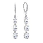 Sterling Silver 3-Stone Drop Earrings for Her