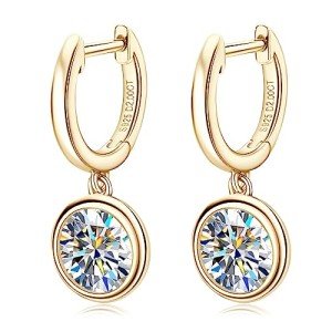 Moissanite Drop Dangle Earrings in Sterling Silver