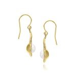 Freshwater Pearl & 14K Gold Textured Earrings