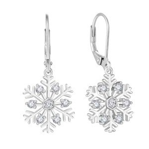 Snowflake Drop Dangle Earrings in Sterling Silver